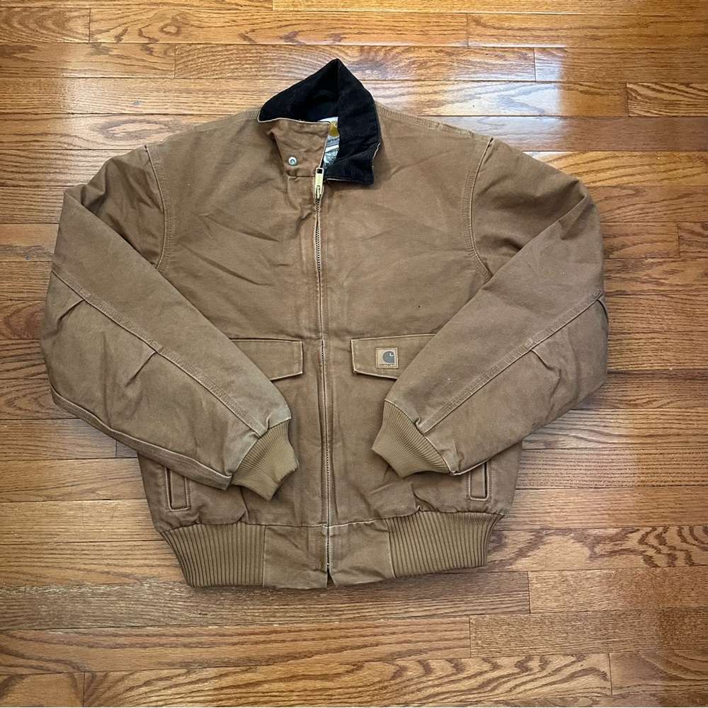 Carhartt Vintage J165 BRN Bomber Jacket, Brown Black Corduroy Collar size M